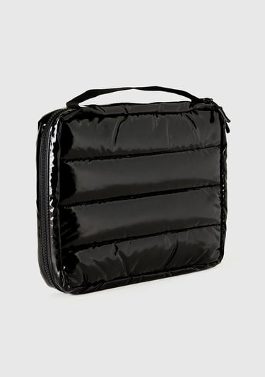  Unisex Siyah Dolgulu Parlak Organizer Çanta