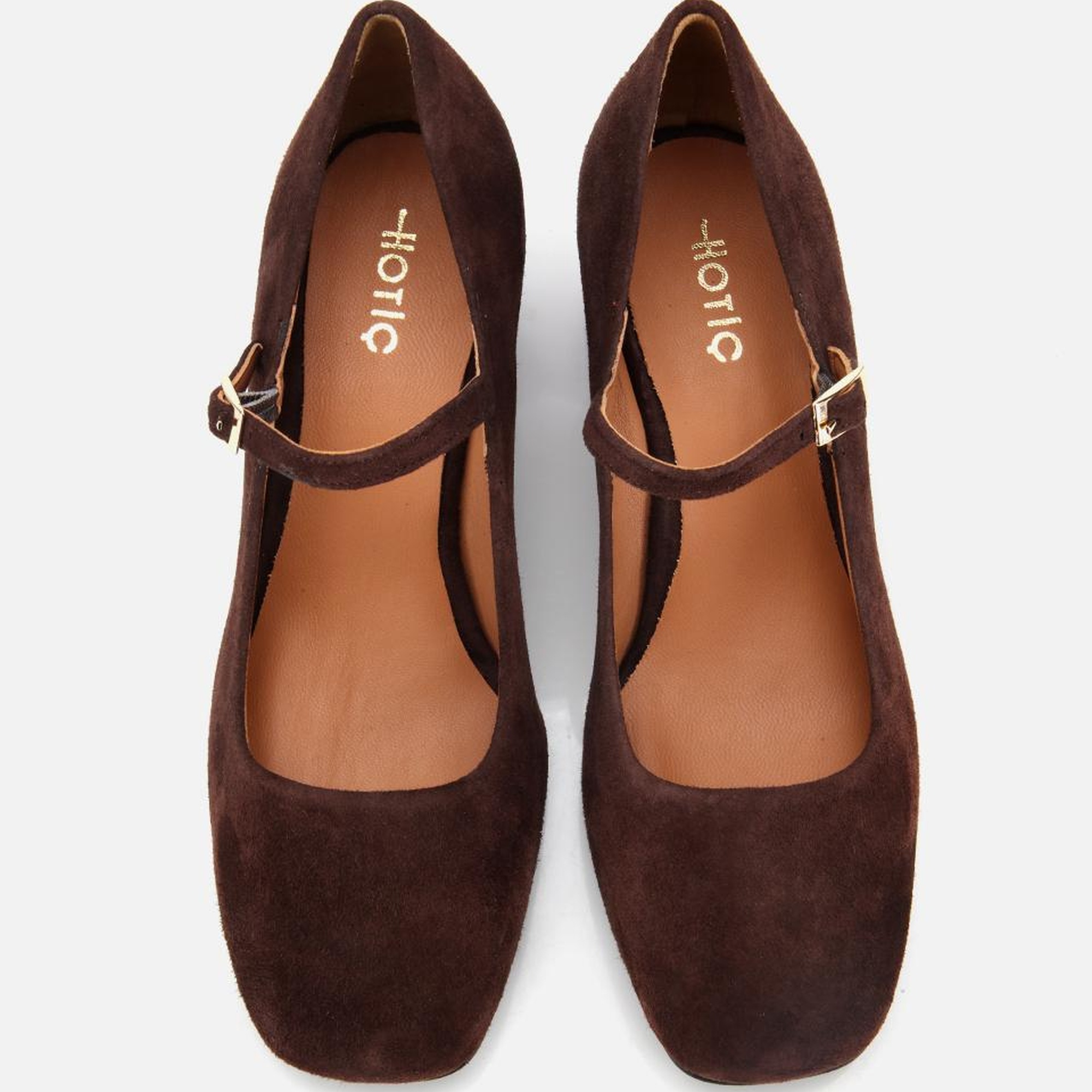 Kadın Süet Deri  Mary Jane Kahverengi  Kalın Topuklu Ayakkabı