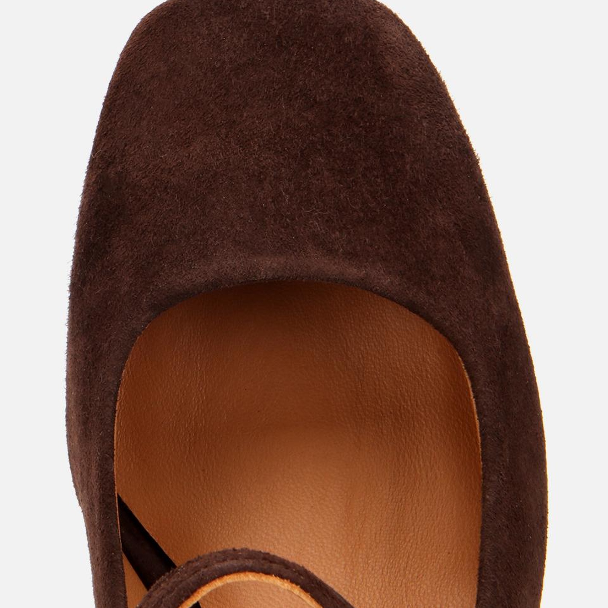 Kadın Süet Deri  Mary Jane Kahverengi  Kalın Topuklu Ayakkabı