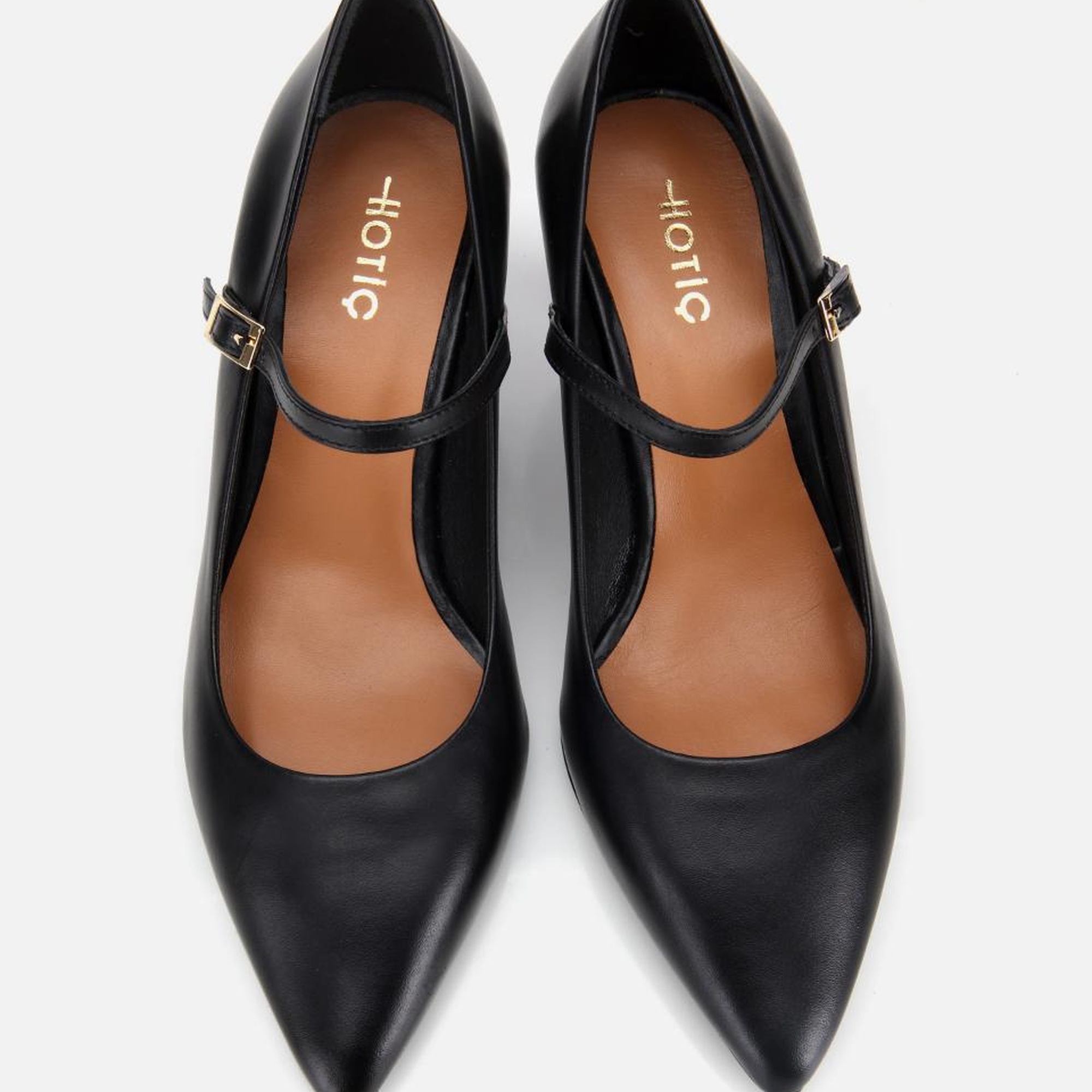 Kadın Deri Mary Jane Siyah  İnce Bantlı Stiletto