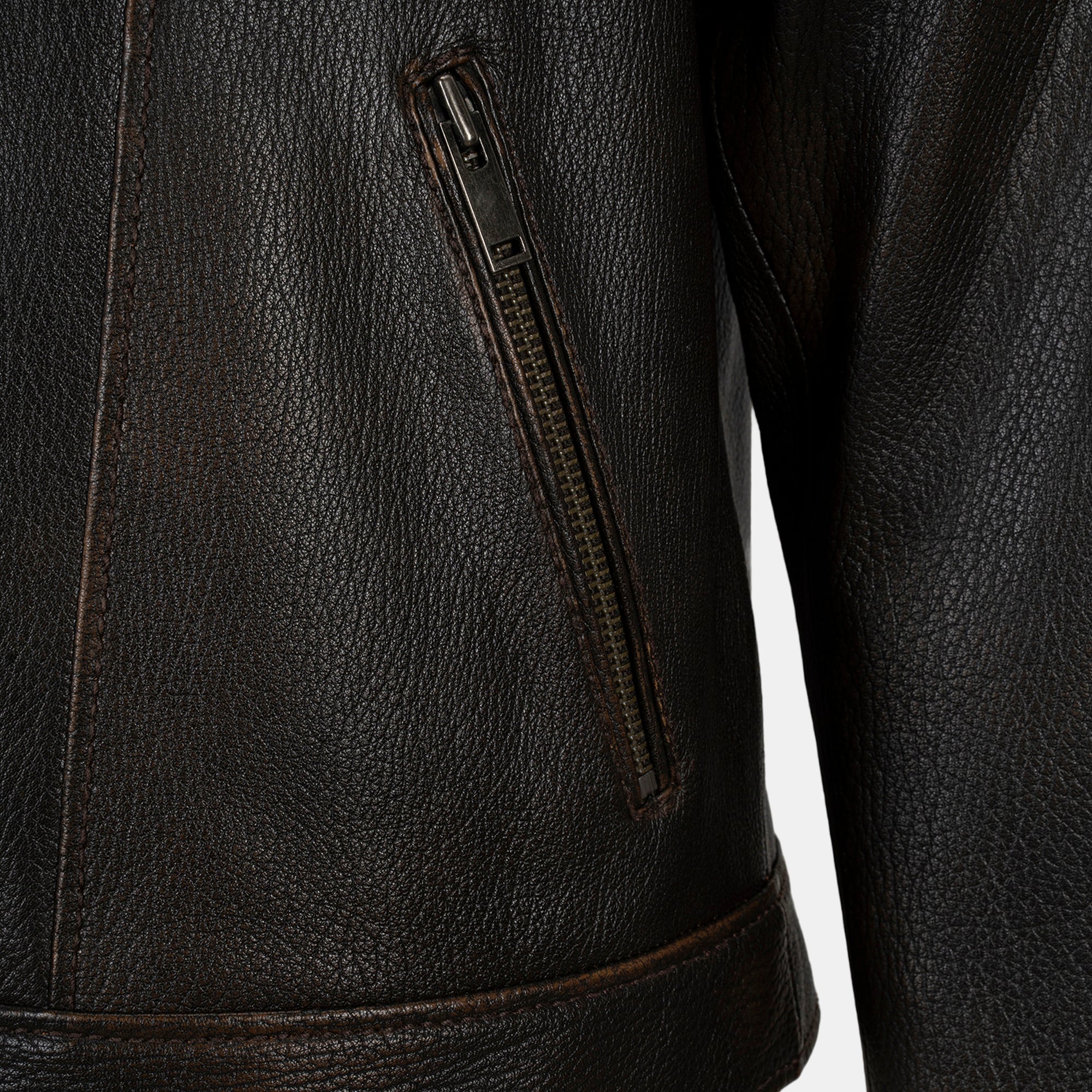 DESA Erkek Siyah Vintage Deri Biker Ceket