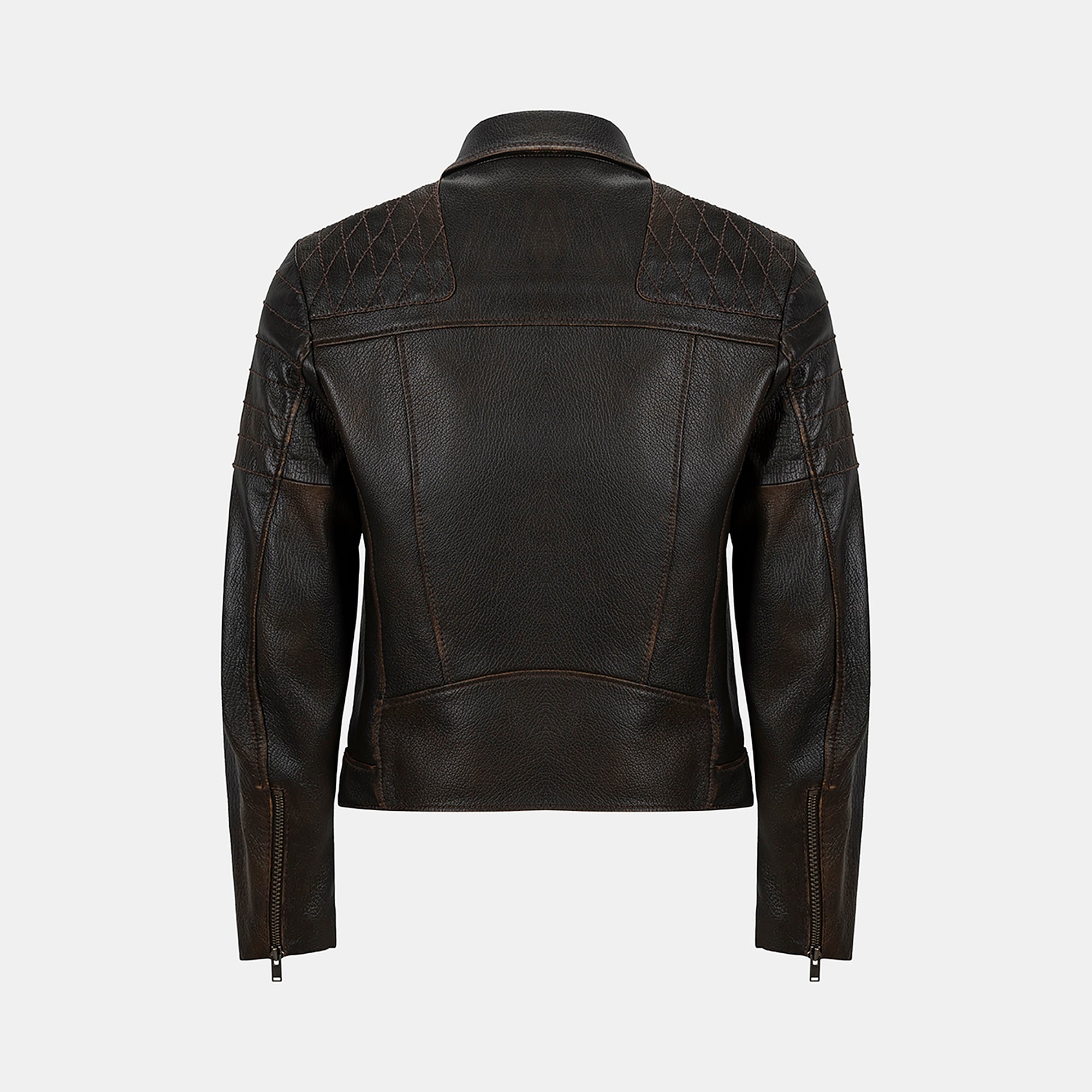 DESA Erkek Siyah Vintage Deri Biker Ceket