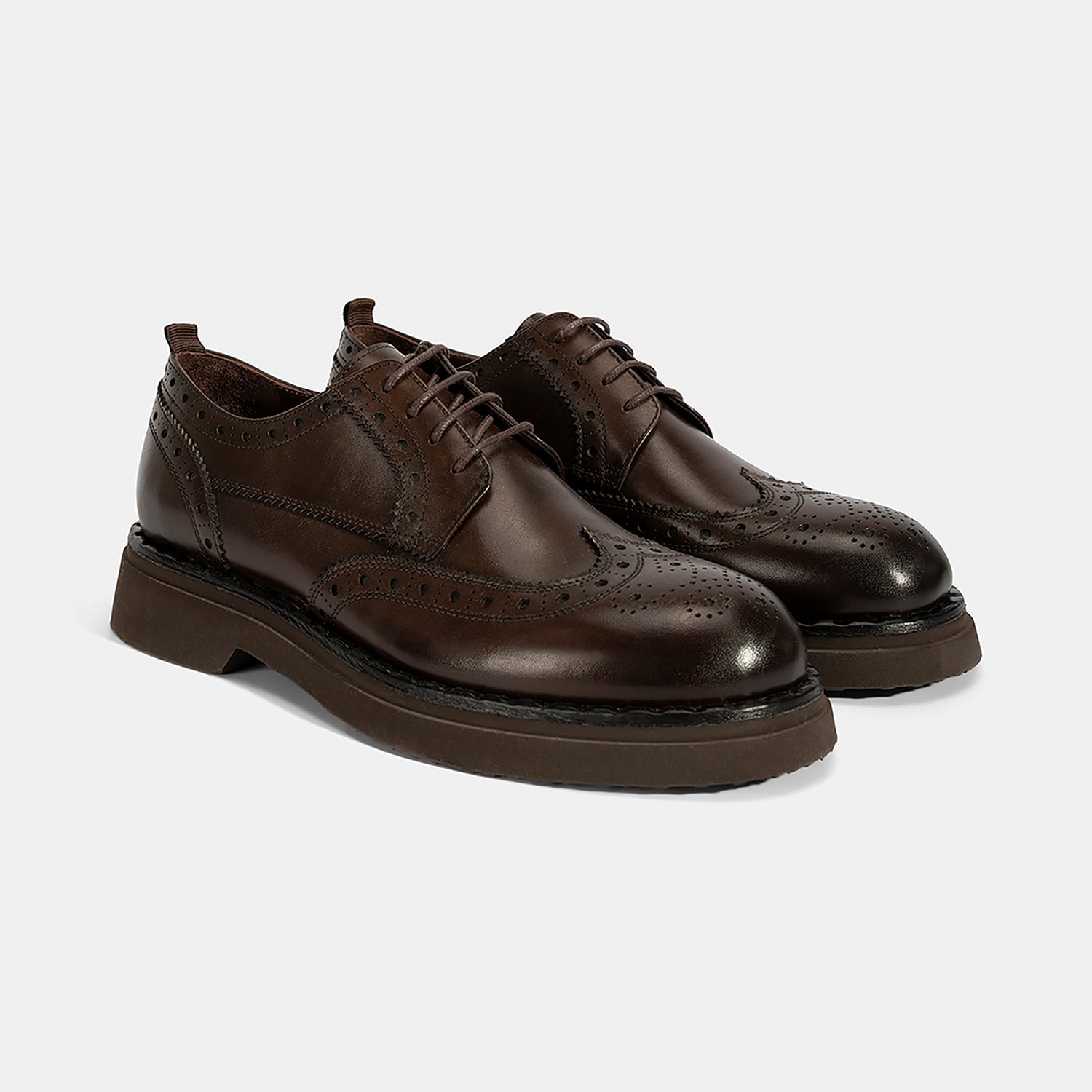  Erkek Kahve Bağcıklı Deri Klasik Ayakkabı