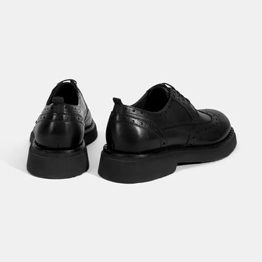  Erkek Siyah Bağcıklı Deri Klasik Ayakkabı