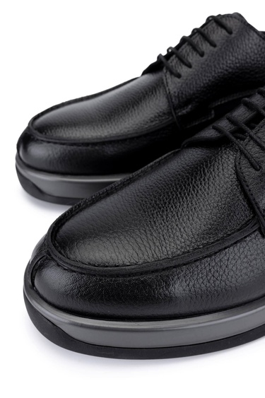  Tamer Tanca Erkek Hakiki Deri Siyah Floter Casual Ayakkabı