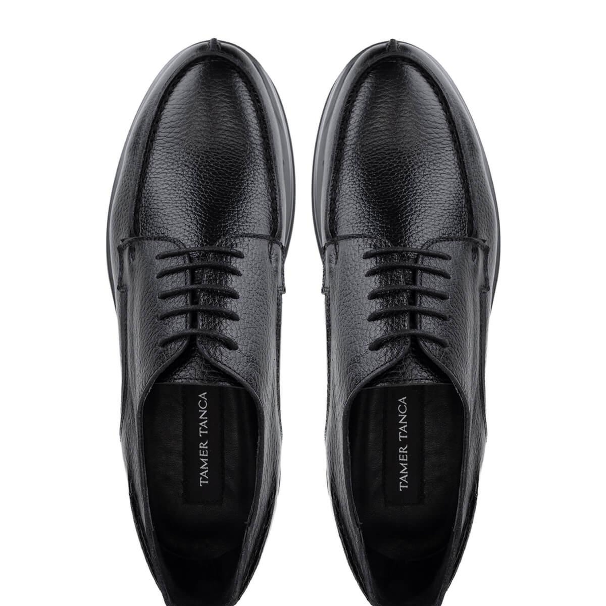 Tamer Tanca Erkek Hakiki Deri Siyah Floter Casual Ayakkabı