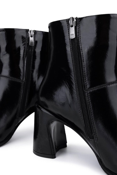  Tamer Tanca Kadın Hakiki Deri Siyah Rugan Klasik Bot