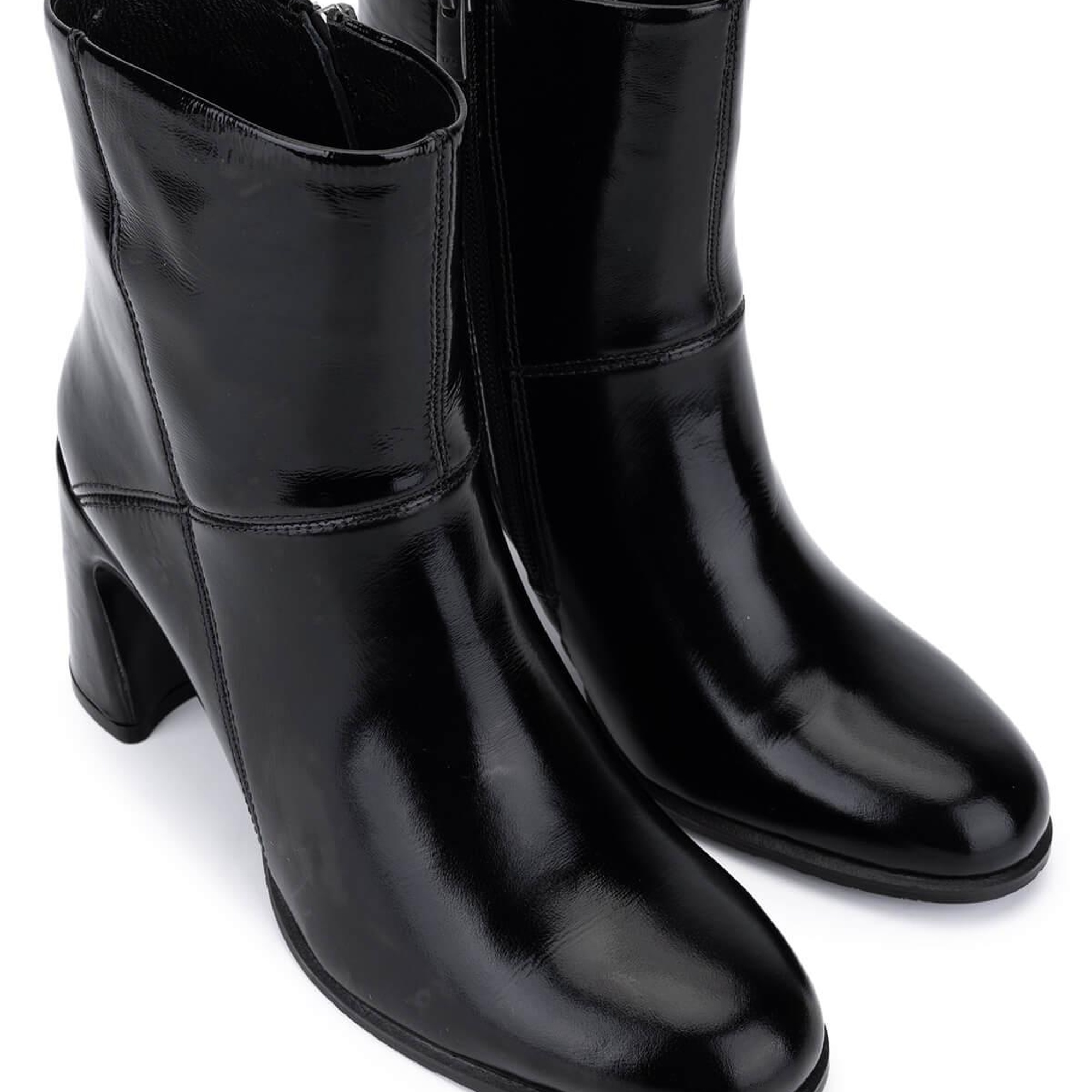 Tamer Tanca Kadın Hakiki Deri Siyah Rugan Klasik Bot