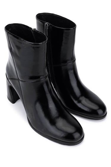  Tamer Tanca Kadın Hakiki Deri Siyah Rugan Klasik Bot