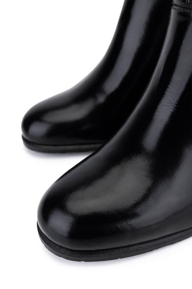  Tamer Tanca Kadın Hakiki Deri Siyah Rugan Klasik Bot