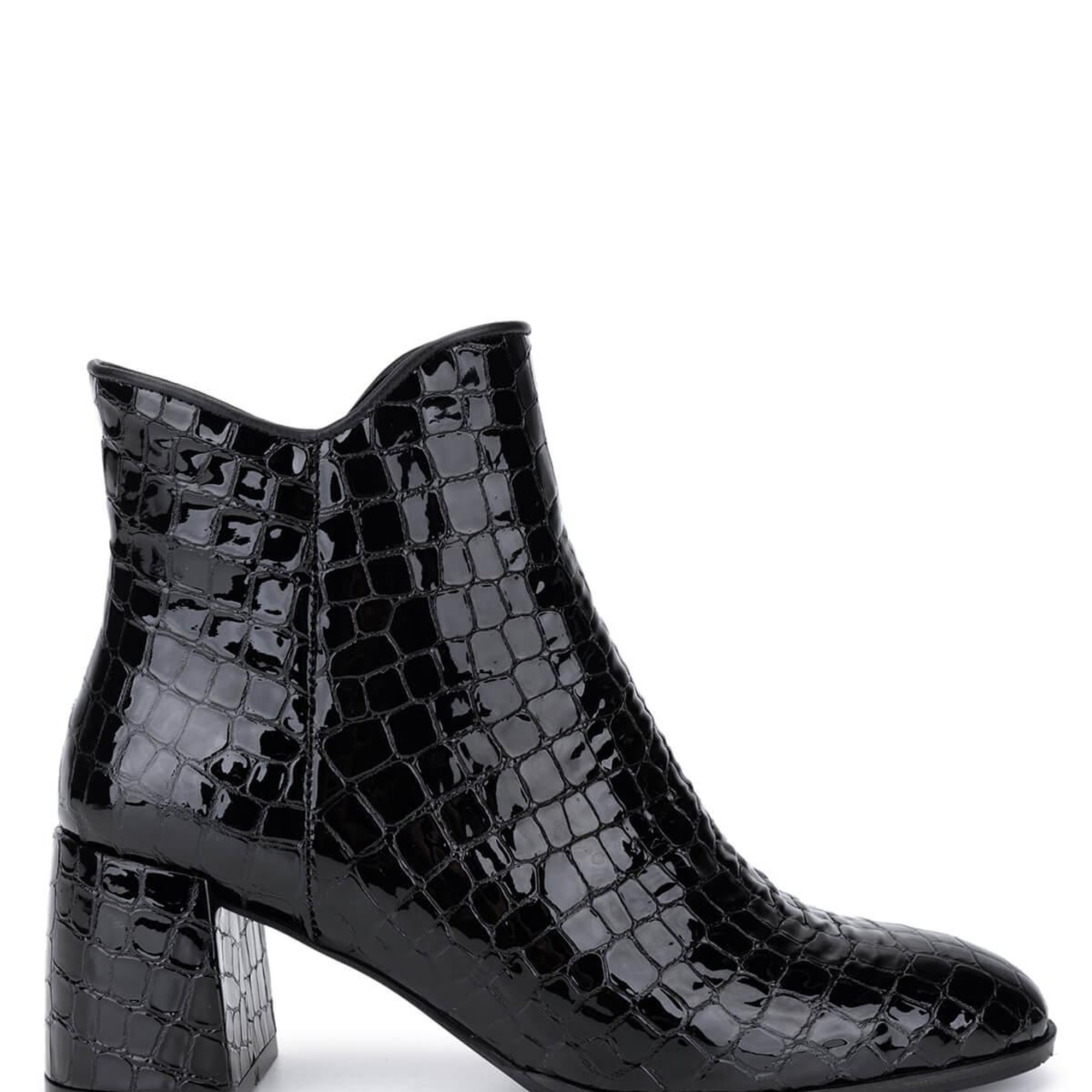 Tamer Tanca Kadın Hakiki Deri Siyah Rugan Klasik Bot