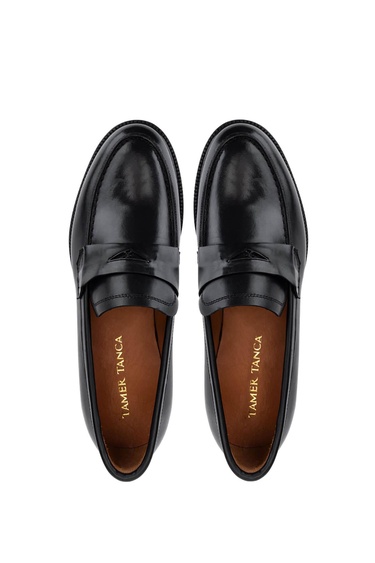  Tamer Tanca Erkek Hakiki Deri Siyah Loafer Ayakkabı
