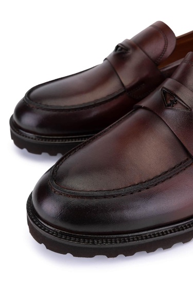  Tamer Tanca Erkek Hakiki Deri Taba Loafer Ayakkabı