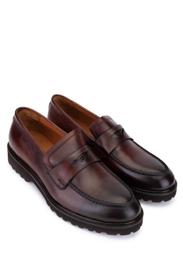  Tamer Tanca Erkek Hakiki Deri Taba Loafer Ayakkabı