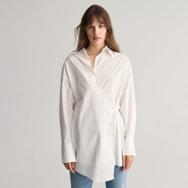  GANT Kadın Beyaz Oversize Fit Klasik Yaka Gömlek