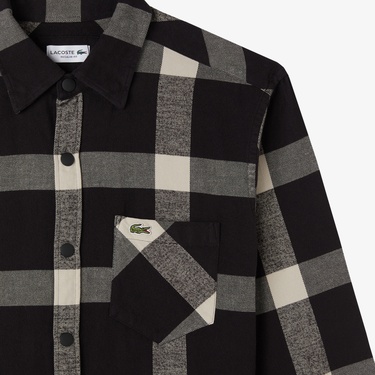  Lacoste Erkek Regular Fit Ekose Siyah Gömlek