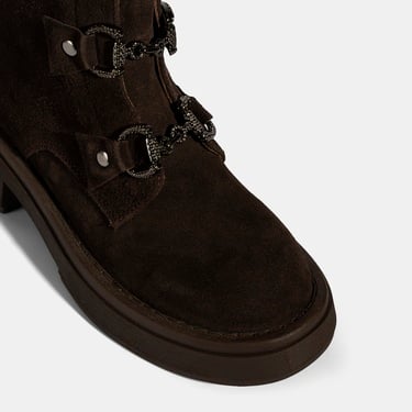  Kadın Kahve Metal Toka Detaylı Süet Deri Bot