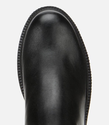  Kadın Deri Siyah Tokalı Dolgu Topuklu Bot