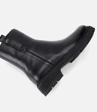  Kadın Deri Siyah Yumuşak Dokulu Bilekte Düz Bot