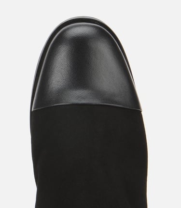  Kadın Süet Deri Siyah Gold Detaylı Bilekte Topuklu Bot