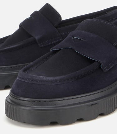  Erkek Süet Deri Lacivert Yumuşak Dokulu Kalın Tabanlı Günlük Loafer