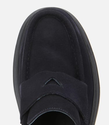  Erkek Süet Deri Lacivert Yumuşak Dokulu Kalın Tabanlı Günlük Loafer