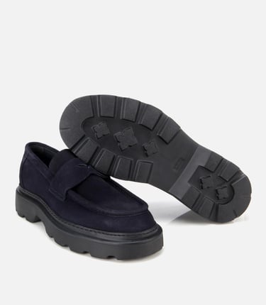  Erkek Süet Deri Lacivert Yumuşak Dokulu Kalın Tabanlı Günlük Loafer