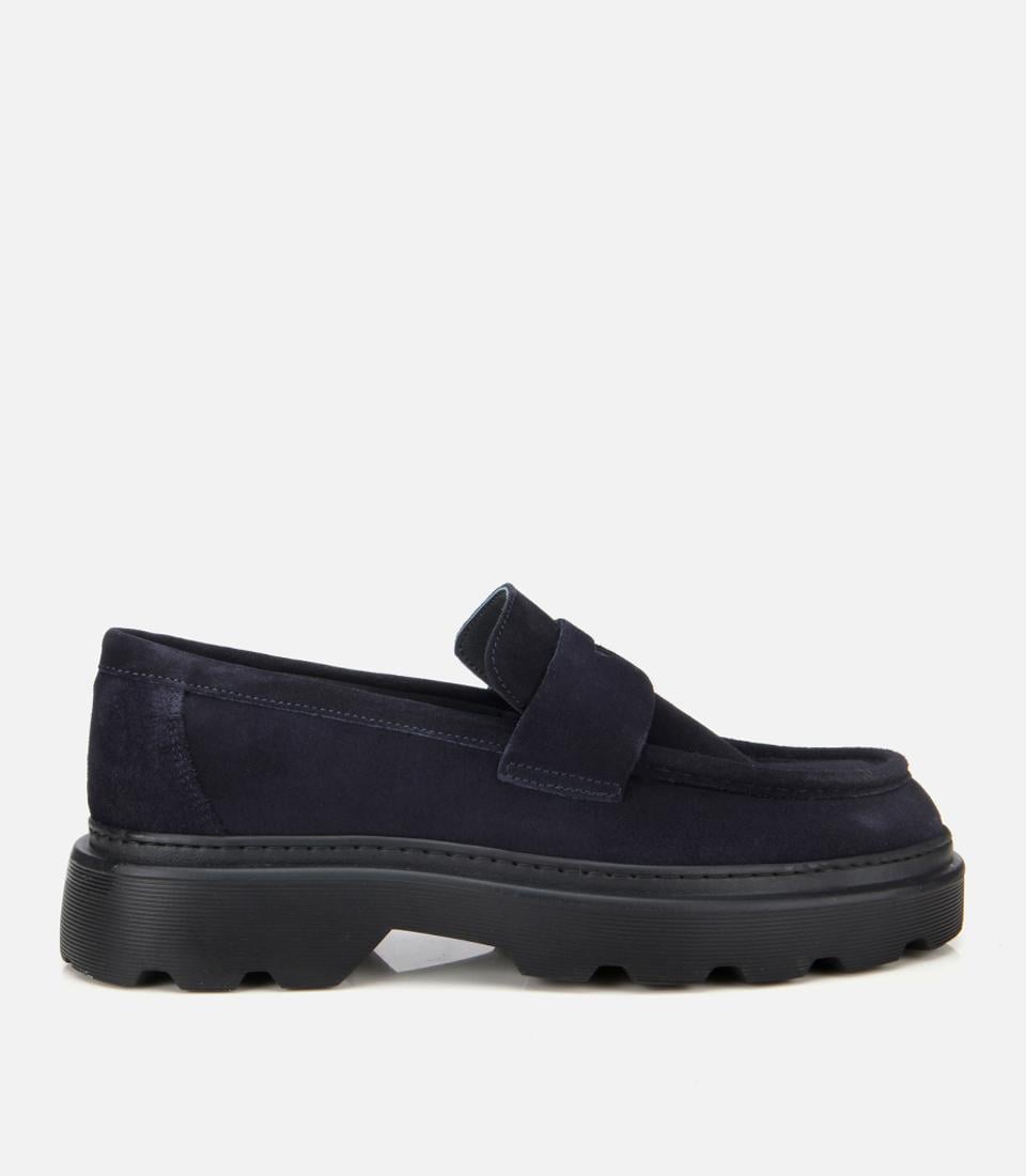  Erkek Süet Deri Lacivert Yumuşak Dokulu Kalın Tabanlı Günlük Loafer