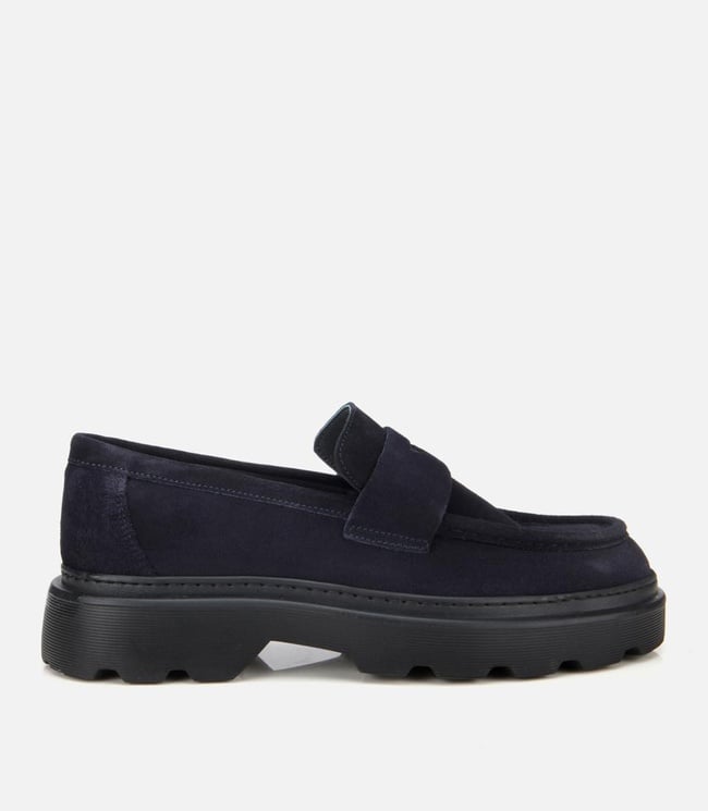  Erkek Süet Deri Lacivert Yumuşak Dokulu Kalın Tabanlı Günlük Loafer