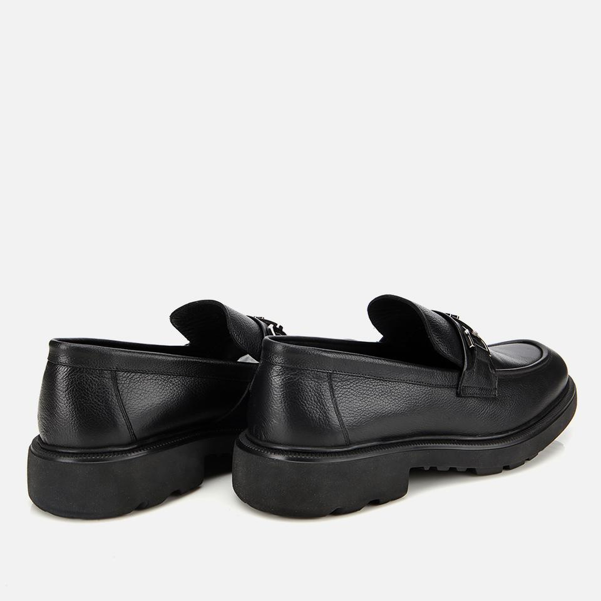 Erkek Deri Siyah Tokalı Günlük Loafer