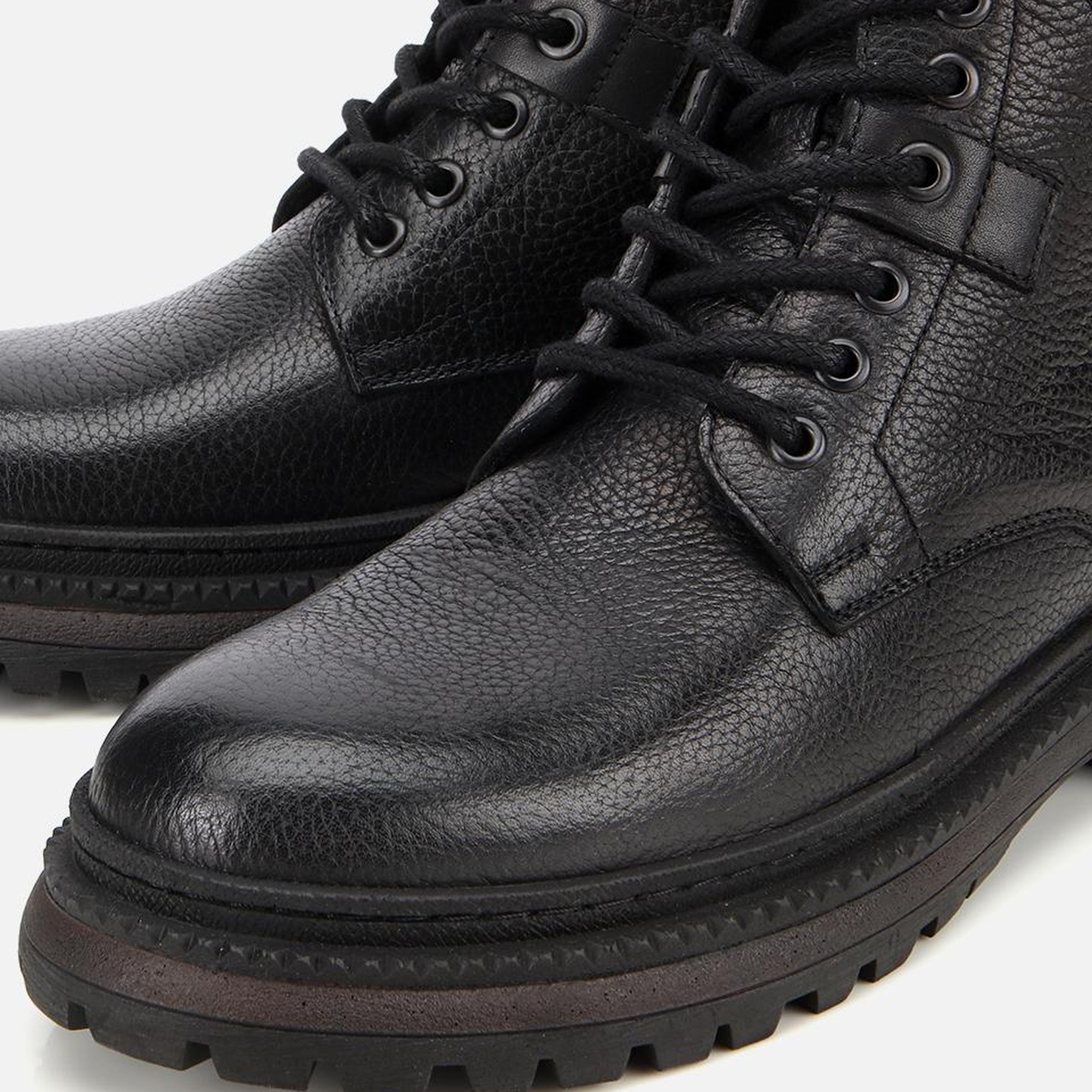 Erkek Deri Siyah Bağcıklı Kalın Tabanlı Casual Bot