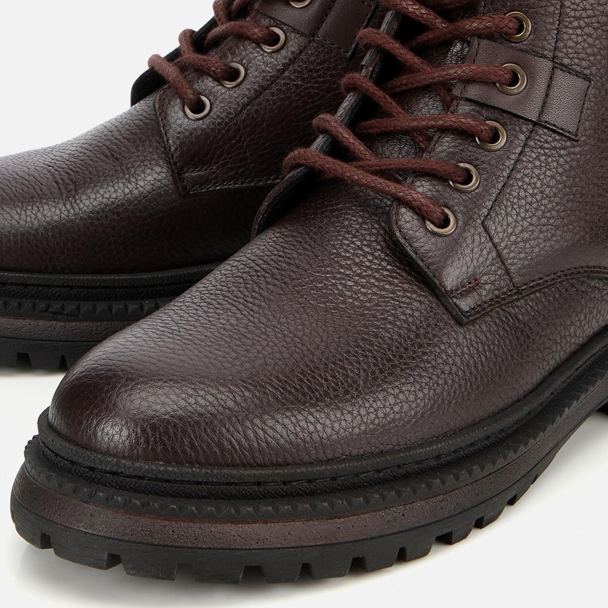 Erkek Deri Kahverengi Bağcıklı Kalın Tabanlı Casual Bot