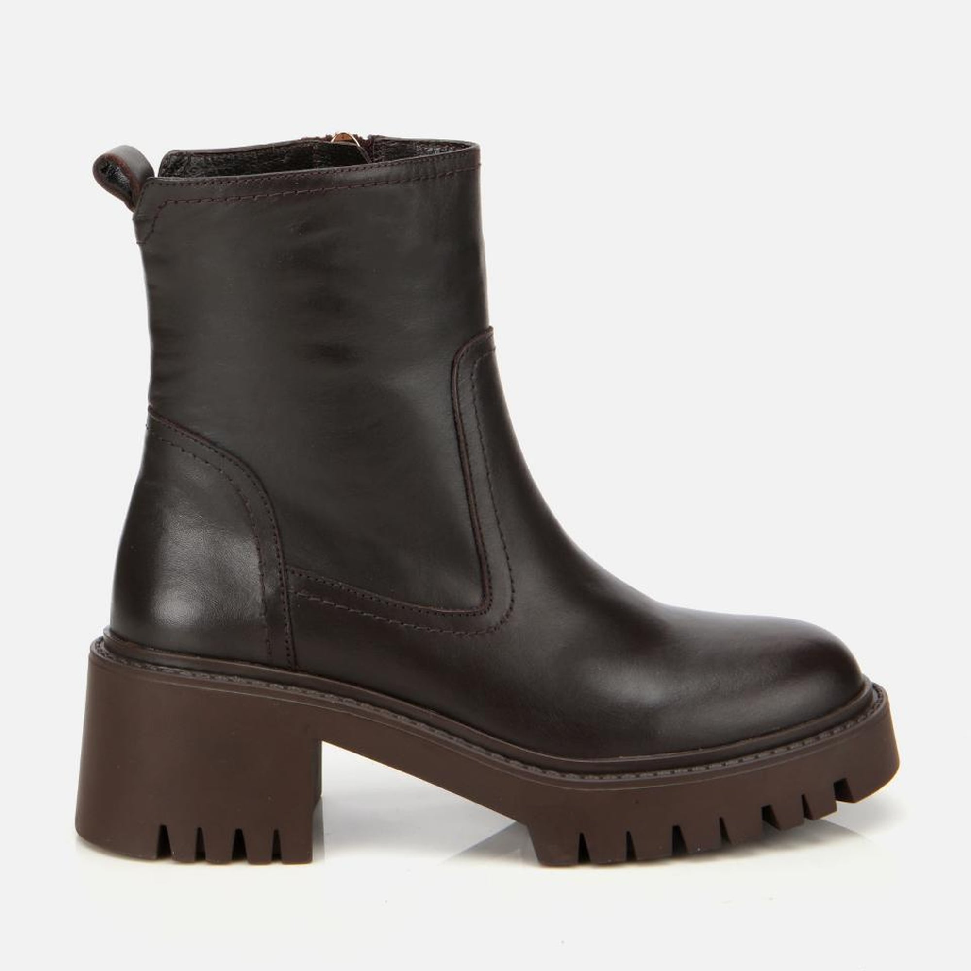 Kadın Deri Kahverengi Streç Bilekte Düz Bot