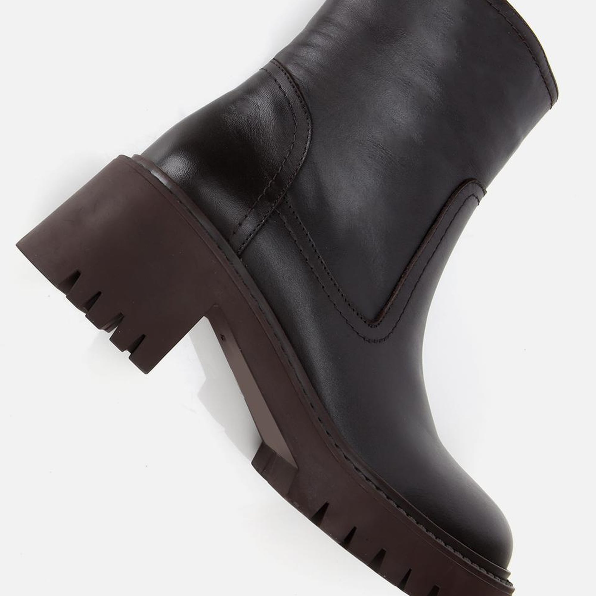 Kadın Deri Kahverengi Streç Bilekte Düz Bot