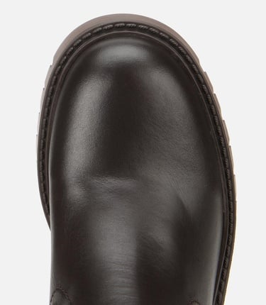  Kadın Deri Kahverengi Streç Bilekte Düz Bot