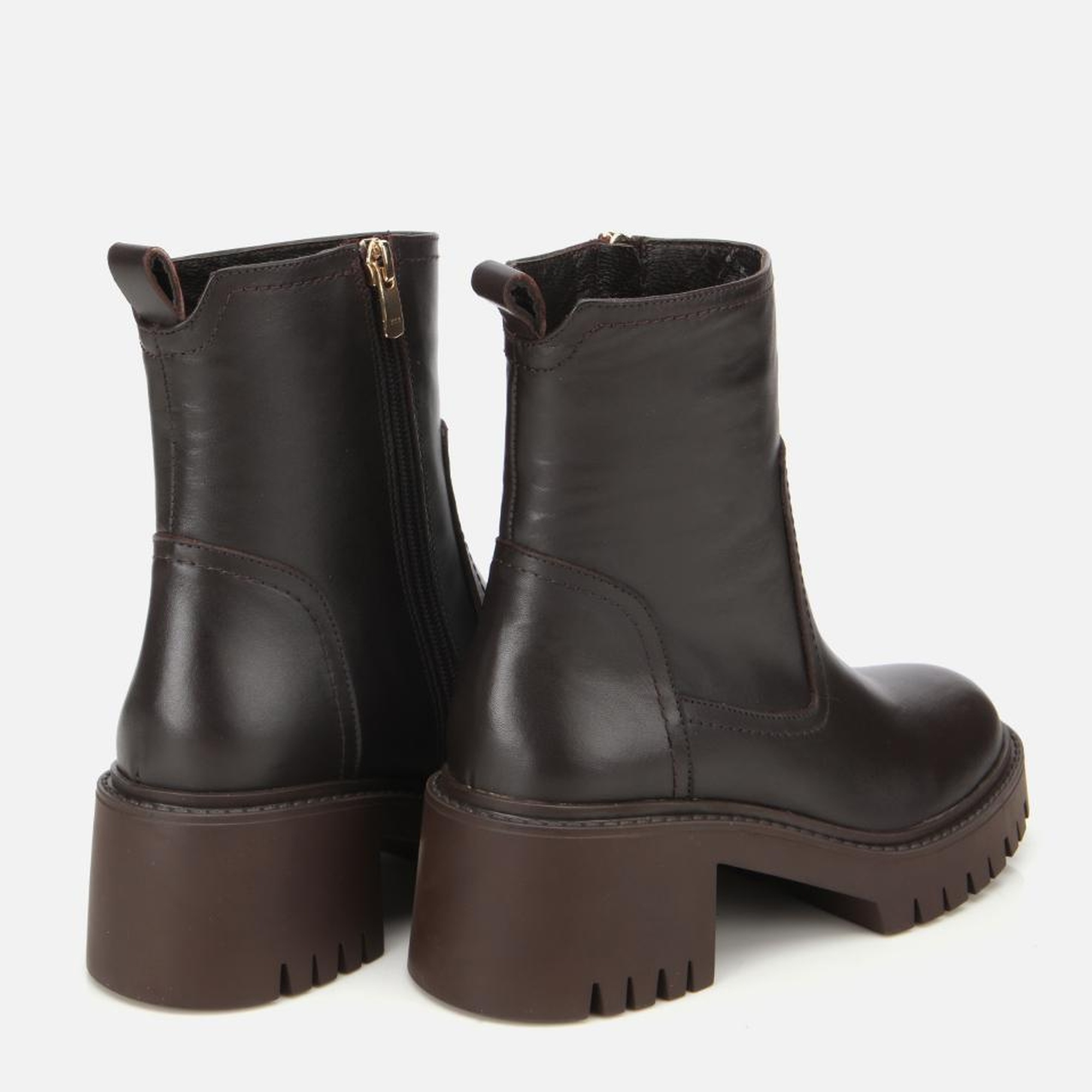 Kadın Deri Kahverengi Streç Bilekte Düz Bot