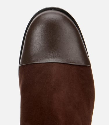  Kadın Süet Deri Kahverengi Gold Detaylı Bilekte Topuklu Bot