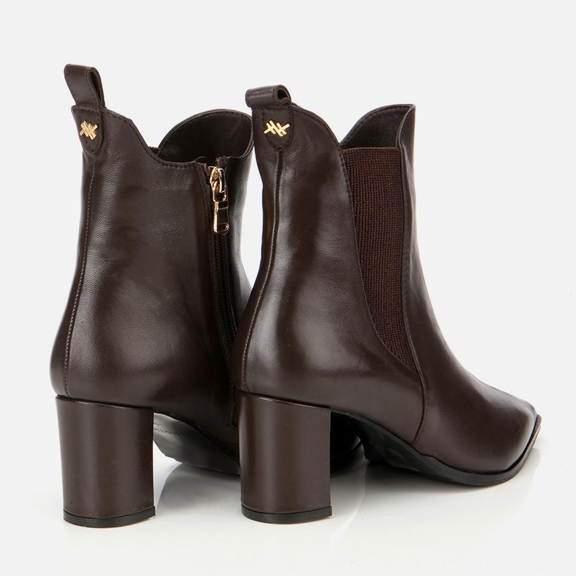 Kadın Deri Kahverengi Sivri Burunlu Streç Detaylı Bilekte Topuklu Bot