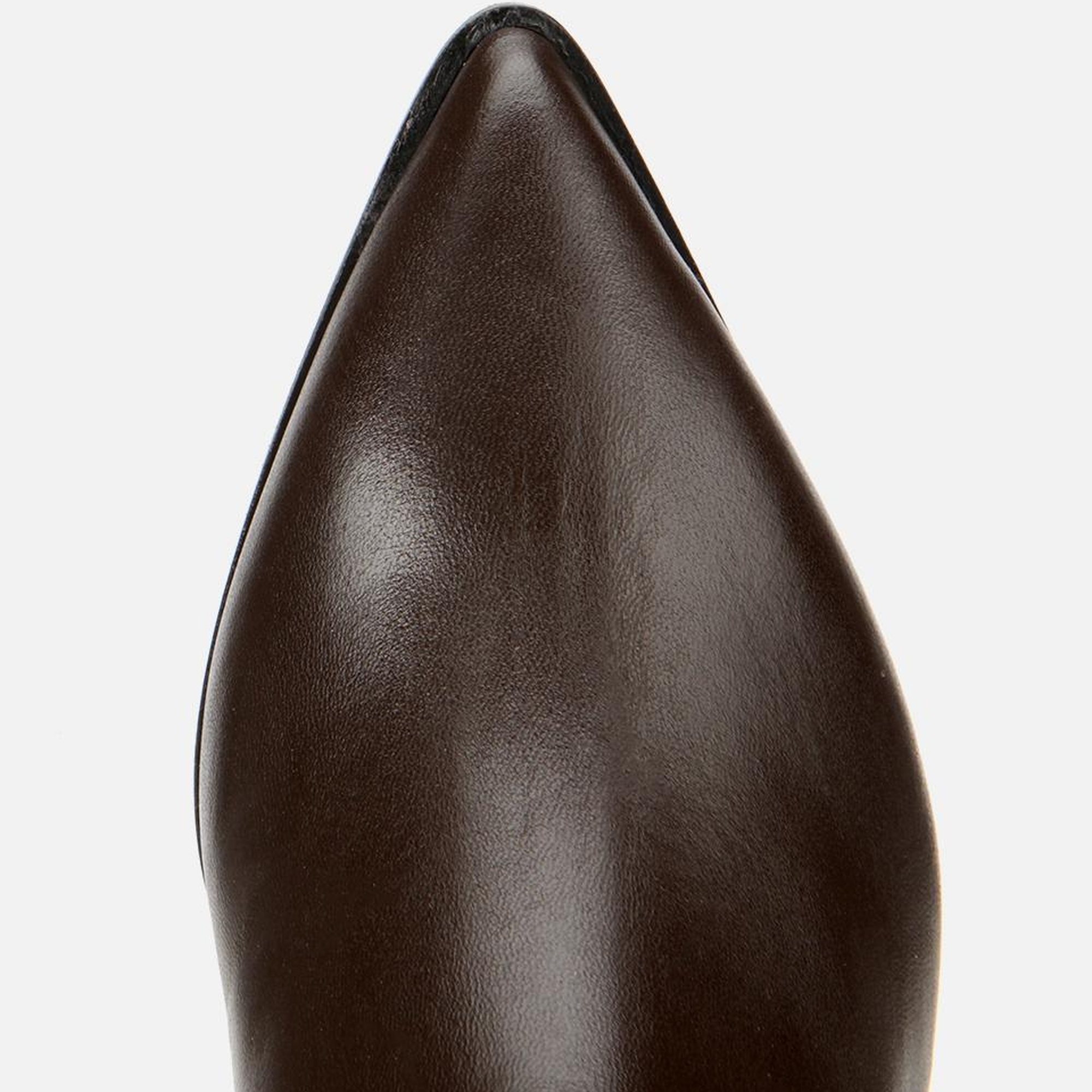 Kadın Deri Kahverengi Sivri Burunlu Streç Detaylı Bilekte Topuklu Bot