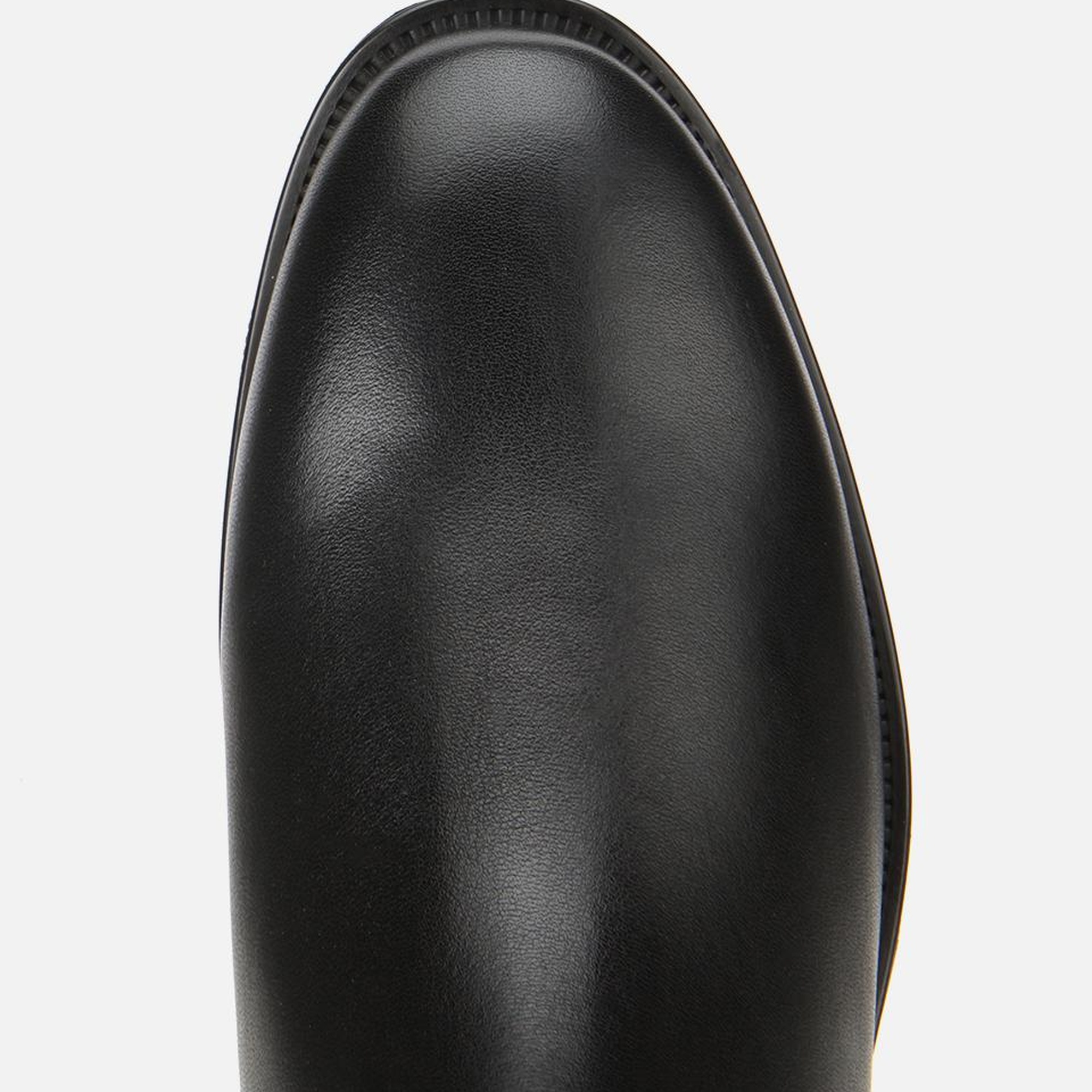 Kadın Deri Siyah Tokalı Lastik Detaylı Düz Bot