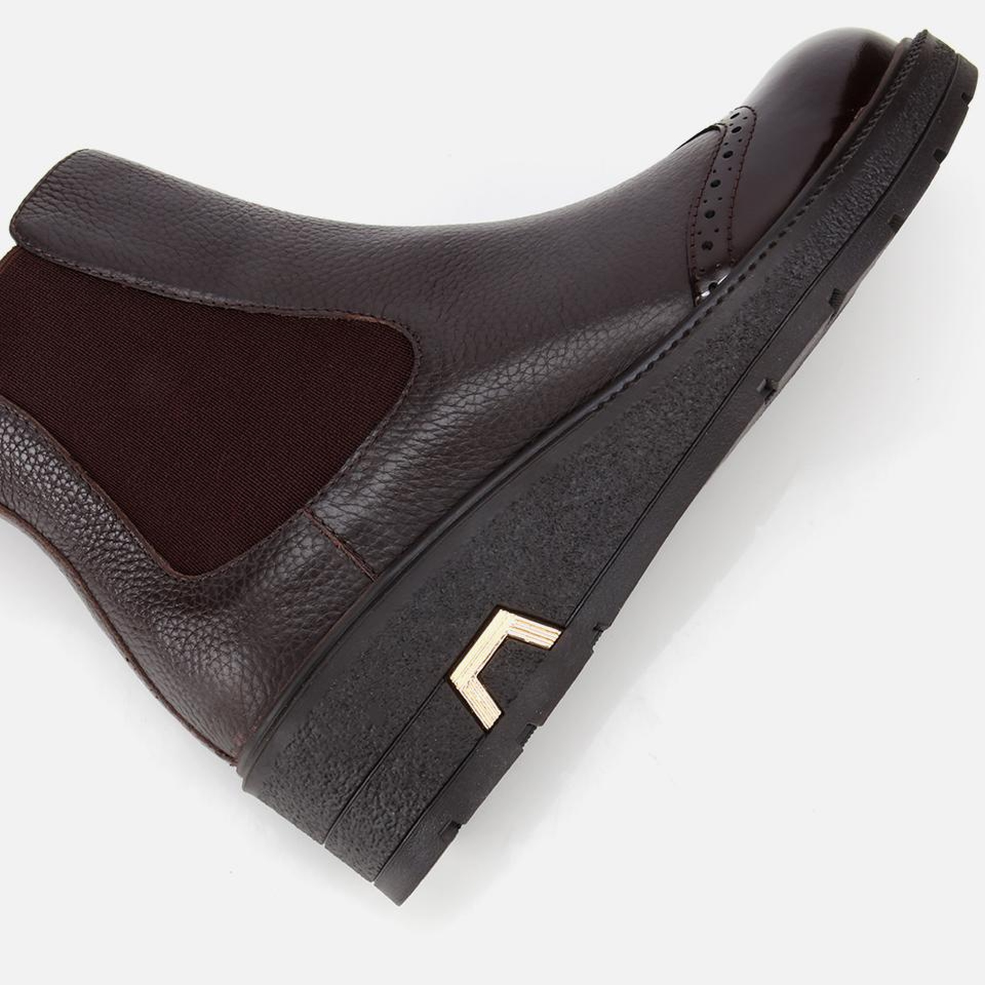 Kadın Deri Kahverengi Lastik Detaylı Dolgu Topuklu Bot