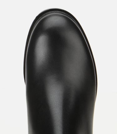  Kadın Deri Siyah Lastik Detaylı Düz Bot