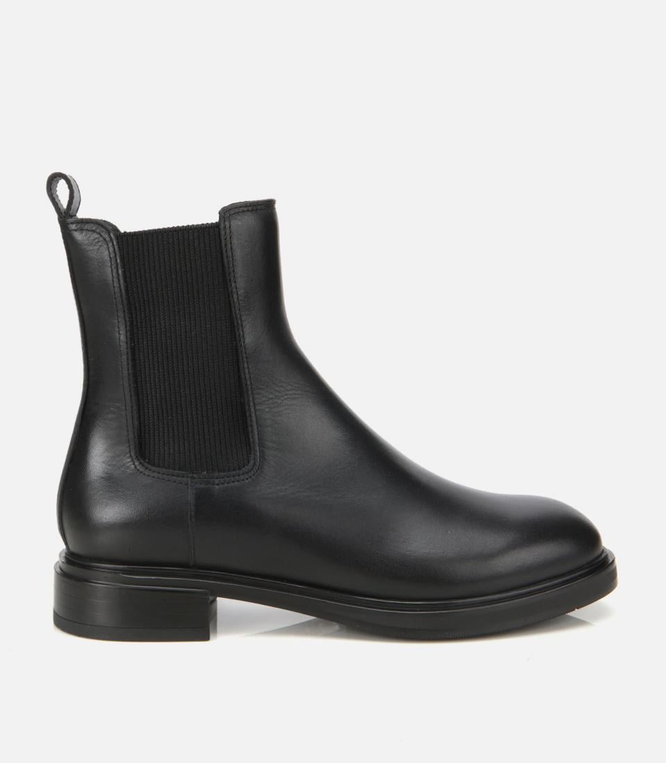  Kadın Deri Siyah Lastik Detaylı Düz Bot