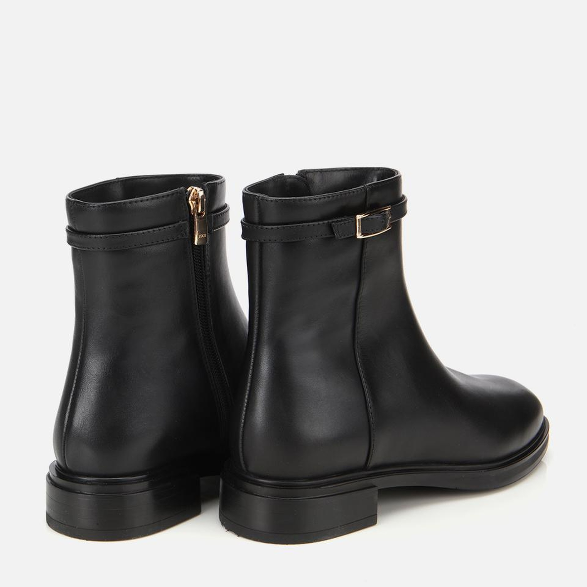 Kadın Deri Siyah Tokalı Düz Bot