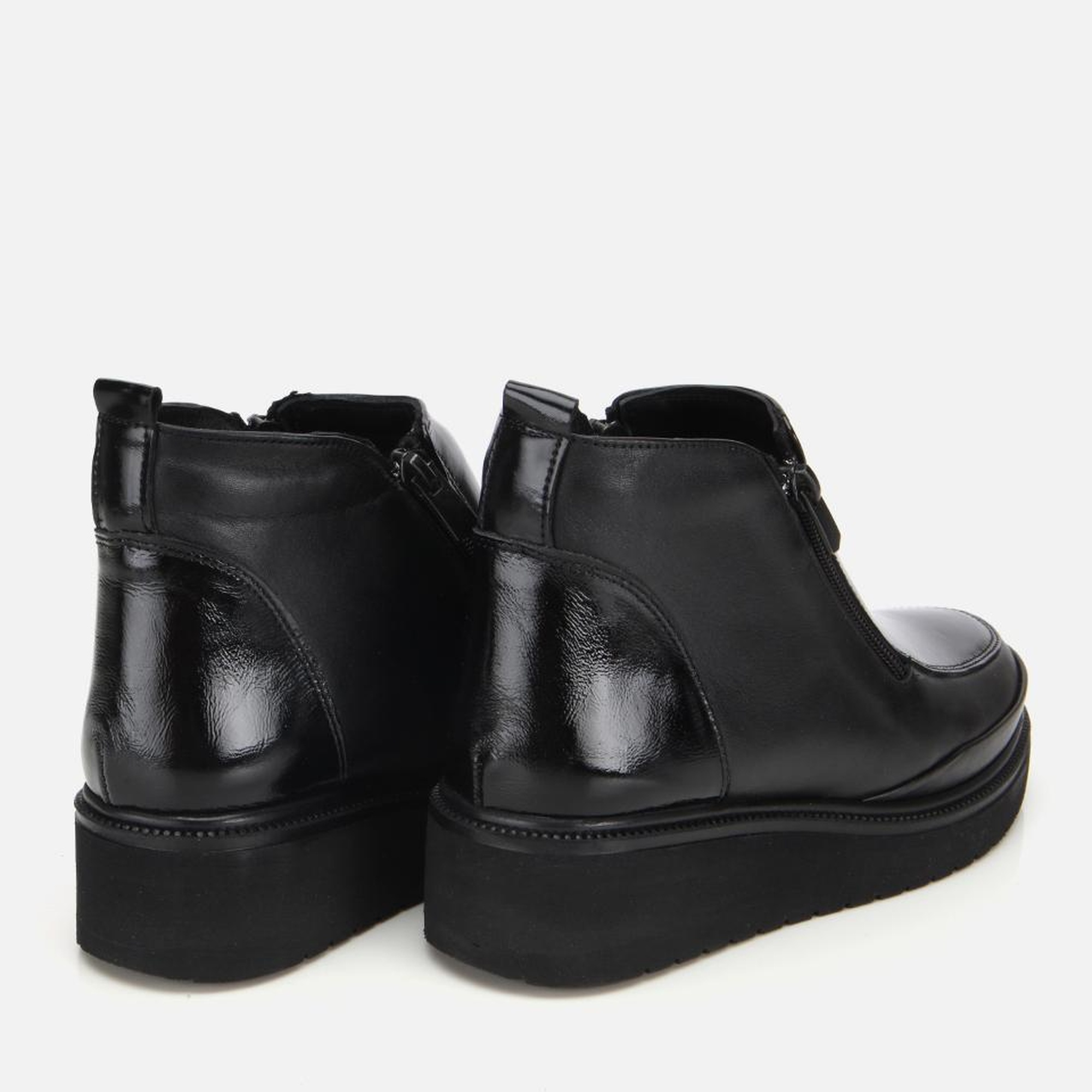 Kadın Deri Siyah Fermuar Detaylı Dolgu Topuklu Bot