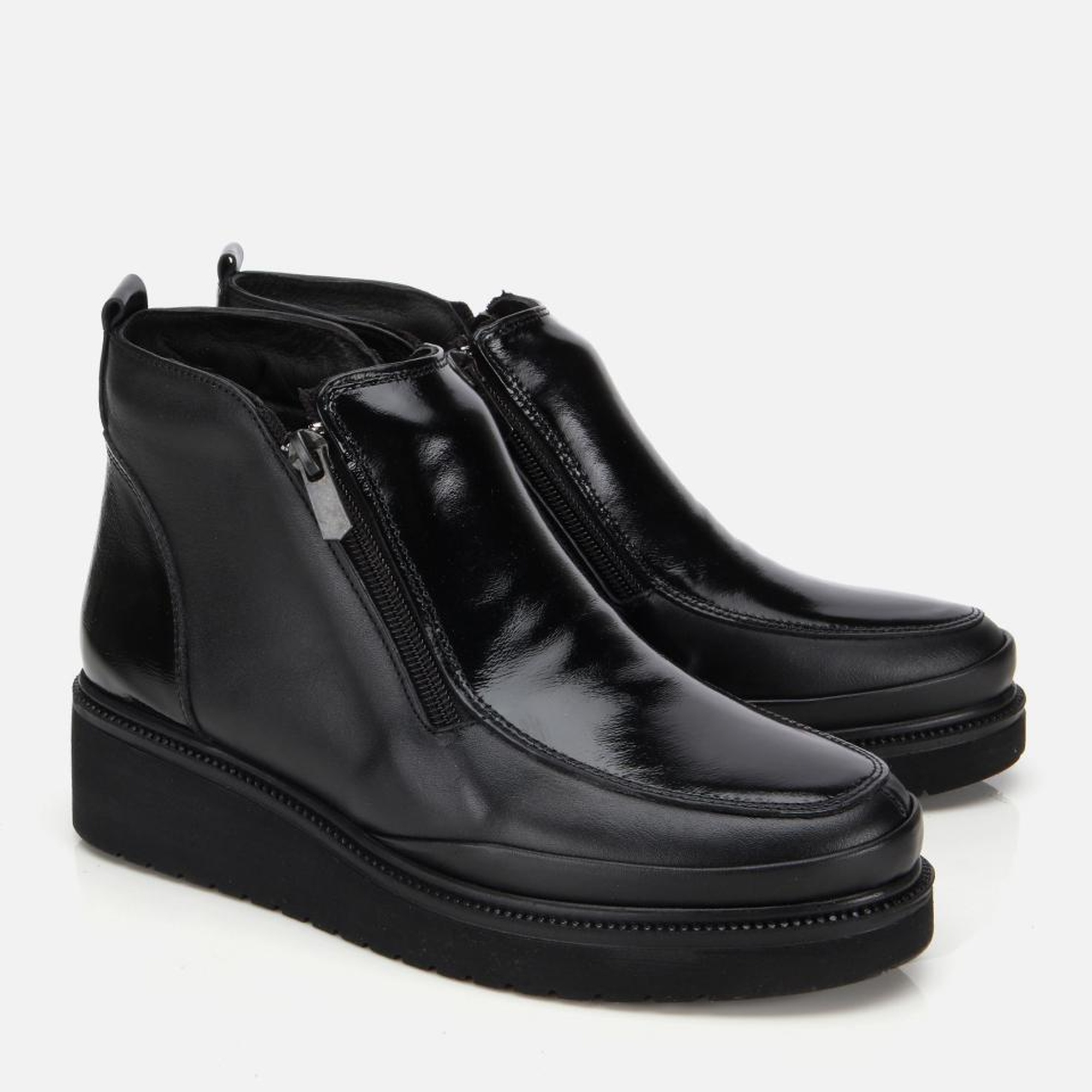 Kadın Deri Siyah Fermuar Detaylı Dolgu Topuklu Bot