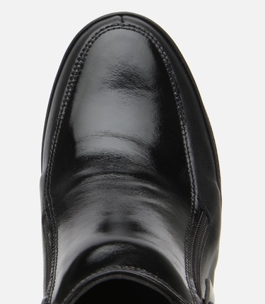  Kadın Deri Siyah Fermuar Detaylı Dolgu Topuklu Bot