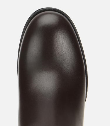  Kadın Deri Kahverengi Lastik Detaylı Bilekte Topuklu Bot