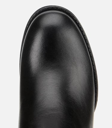  Kadın Deri Siyah Tokalı Bilekte Topuklu Bot