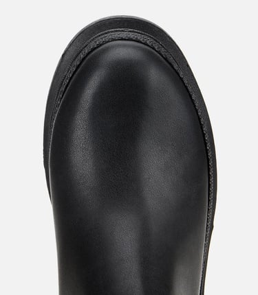  Kadın Siyah Lastik Detaylı Kalın Tabanlı Düz Bot